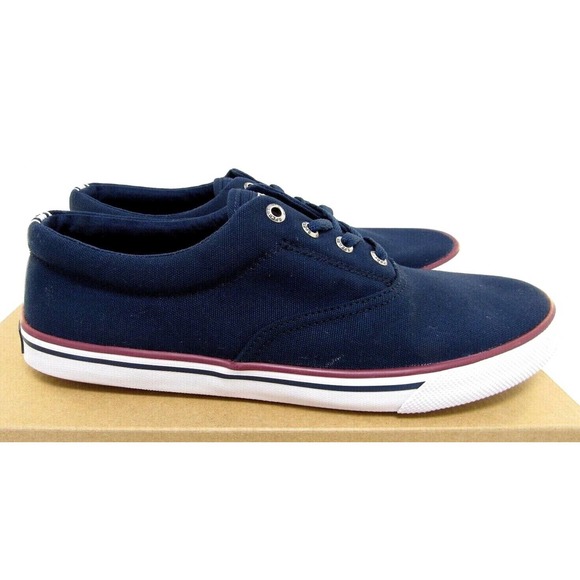 Mens Sperry Top-Sider Striper II CVO UNI Navy Blue Red Slip On Sneakers WIDE New - Picture 2 of 6